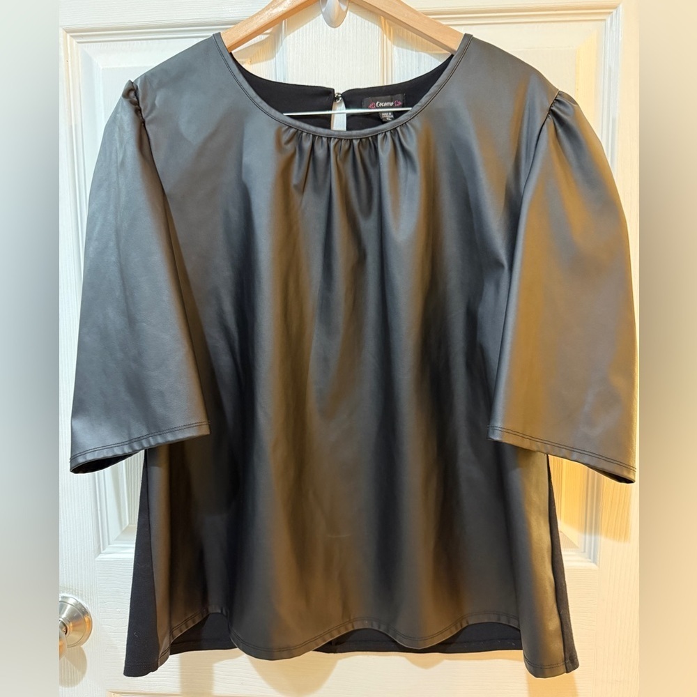 Cocomo Black Faux Leather Blouse